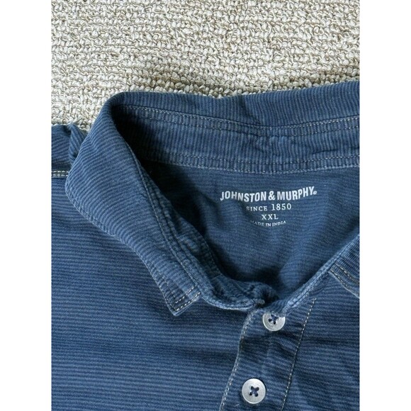 Johnston & Murphy Short Sleeve Contrast Stitch Faded Black Polo Mens XXL - Picture 3 of 7